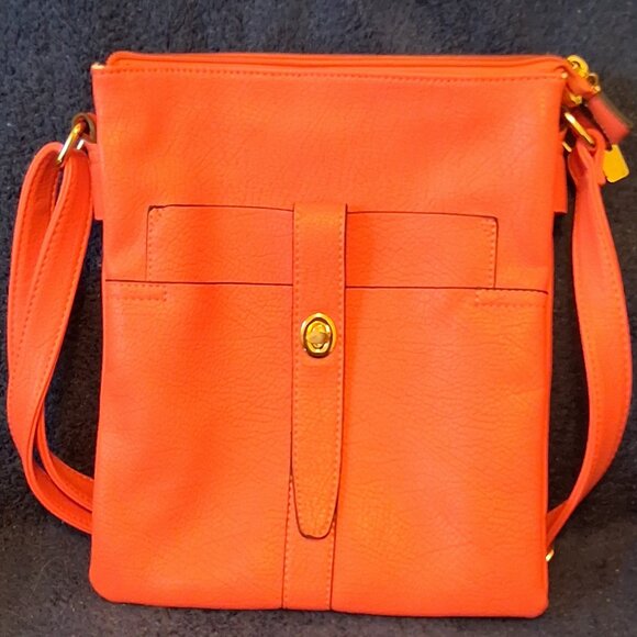 Charming Charlie Handbags - Charming Charlie Tangerine Crossbody/Shoulder Bag Dual Zippers & Snap Closure
